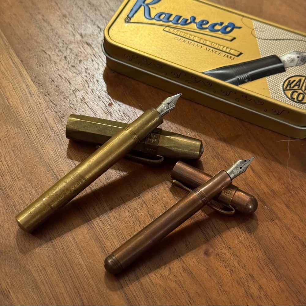 Kaweco Brass Sport (M) and Kaweco Liliput Copper (F) Fountain Pens